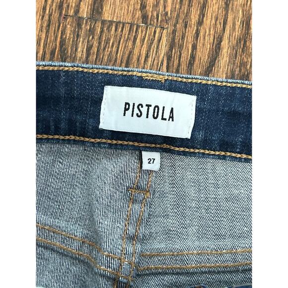 PISTOLA Jeans Women's Size 27 Blue Denim Flat Front Button Fly Straight Leg - Picture 7 of 8